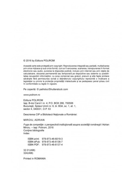 Fuga de competiție. O perspectivă instituțională asupra societății românești