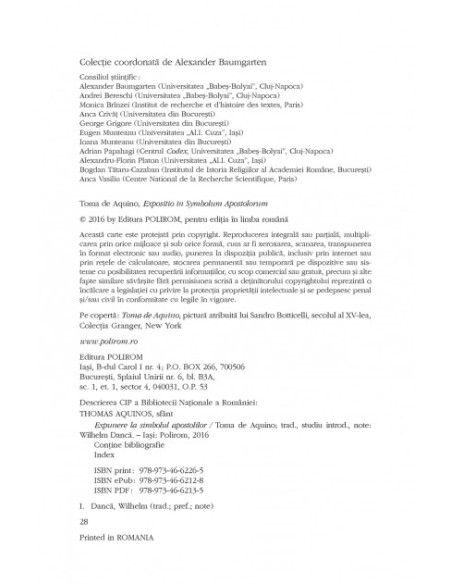 Expunere la simbolul apostolilor (editie bilingvă)