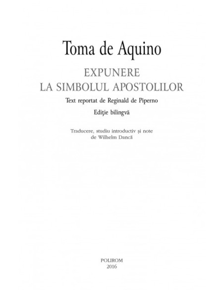 Expunere la simbolul apostolilor (editie bilingvă)