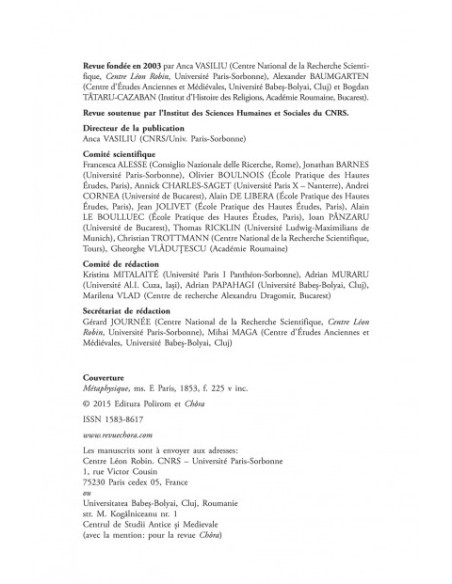 Chora. Revistă de studii antice şi medievale: filosofie, teologie, ştiinţe. Nr. 13/2015