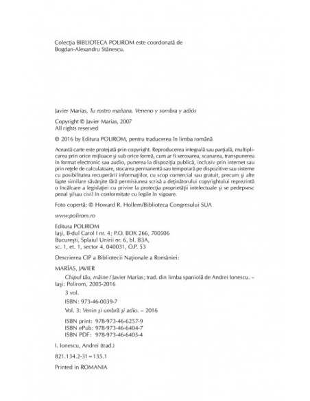 Chipul tău mîine. Venin şi umbră şi adio