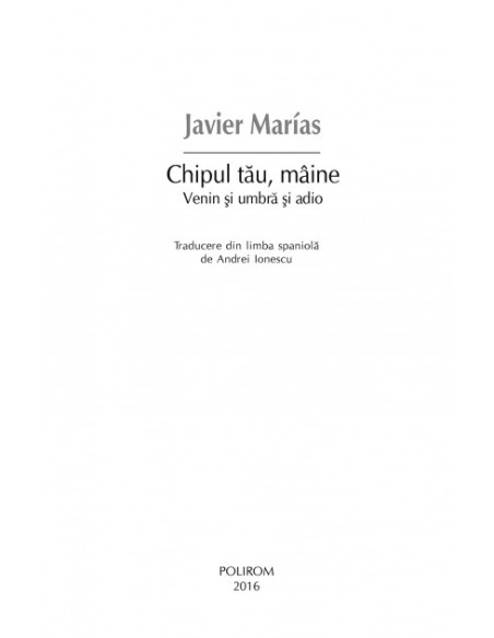 Chipul tău mîine. Venin şi umbră şi adio