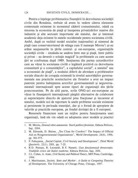 Societate civilă, democraţie şi construcţie instituţională