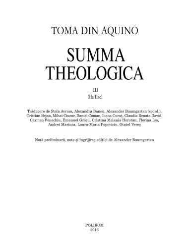 Summa theologica. Volumul III