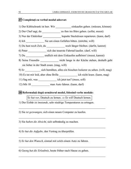 Limba germană. Exerciţii de gramatică şi vocabular