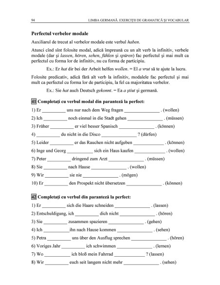 Limba germană. Exerciţii de gramatică şi vocabular