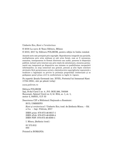 Kant şi ornitorincul. Ediţia a III-a