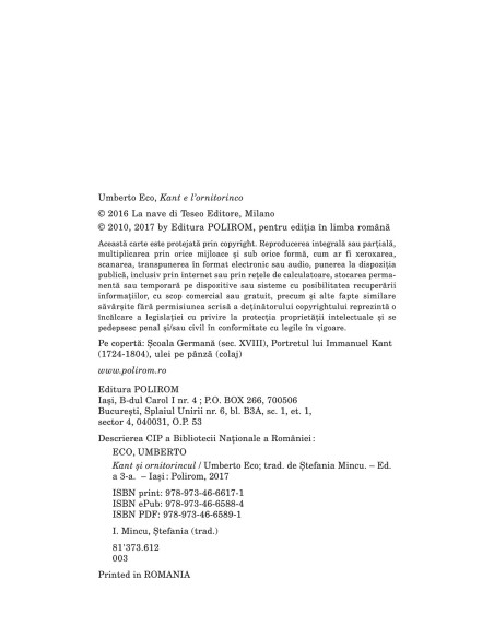 Kant şi ornitorincul. Ediţia a III-a