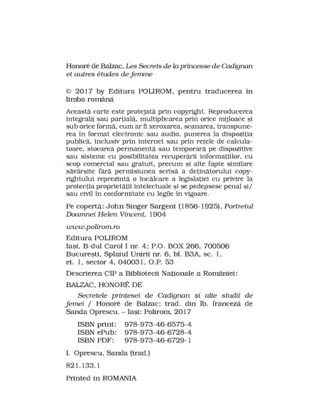 Secretele prinţesei de Cadignan şi alte studii de femei