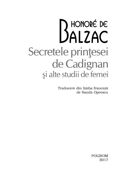 Secretele prinţesei de Cadignan şi alte studii de femei