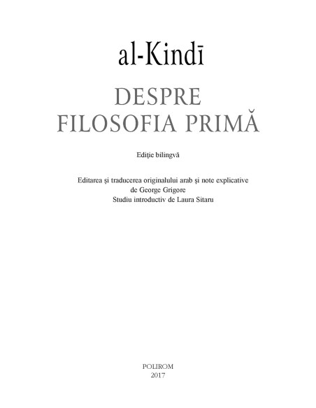 Despre filosofia primă (ediţie bilingvă)