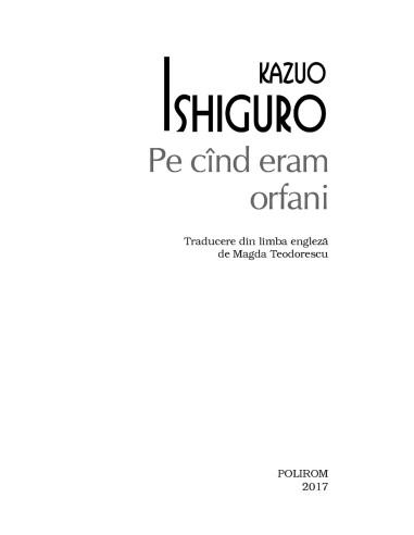 Pe cînd eram orfani Pe cînd eram orfani
