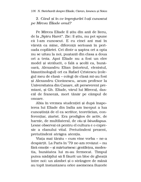 N. Steinhardt despre Eliade, Cioran, Ionescu şi Noica