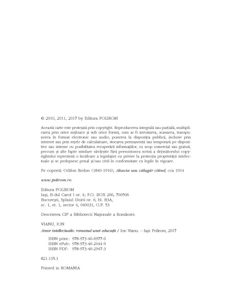 Amor intellectualis. Romanul unei educaţii