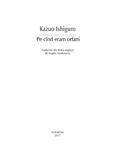 Pe cînd eram orfani