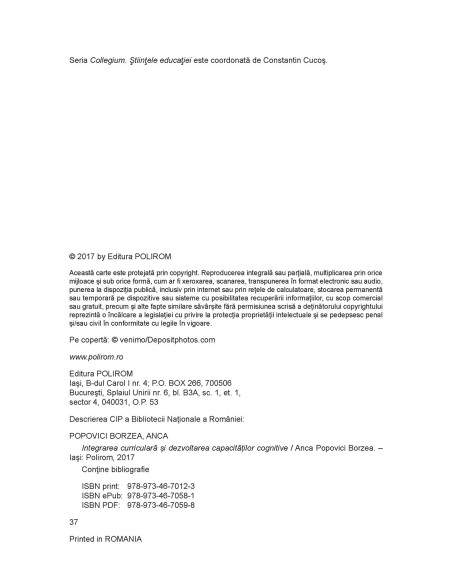 Integrarea curriculară şi dezvoltarea capacităţilor cognitive