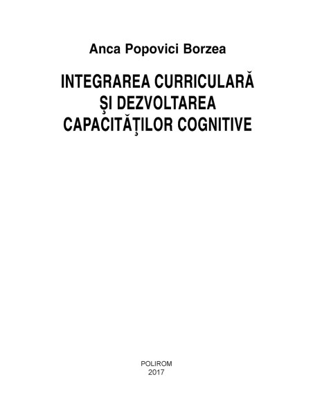 Integrarea curriculară şi dezvoltarea capacităţilor cognitive
