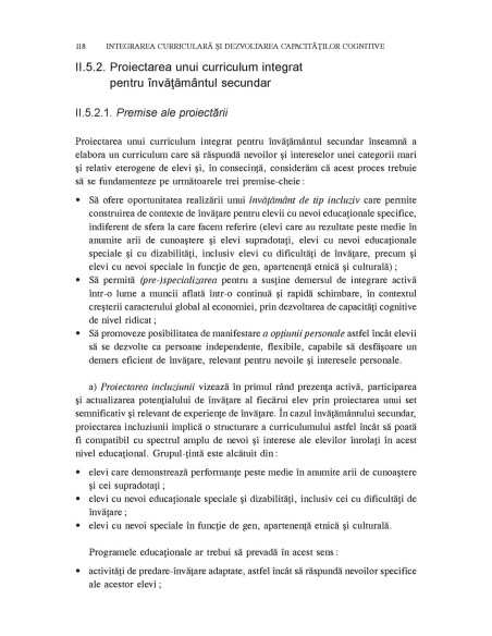 Integrarea curriculară şi dezvoltarea capacităţilor cognitive