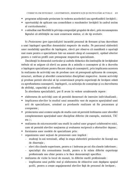 Integrarea curriculară şi dezvoltarea capacităţilor cognitive