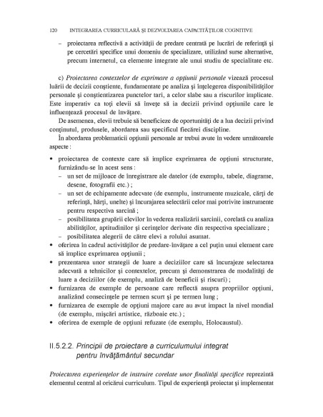 Integrarea curriculară şi dezvoltarea capacităţilor cognitive