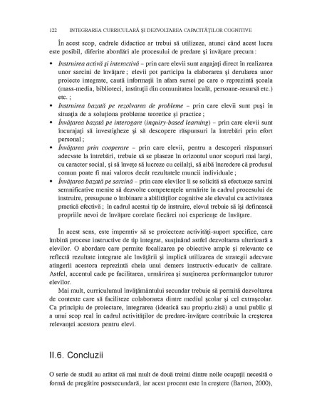 Integrarea curriculară şi dezvoltarea capacităţilor cognitive