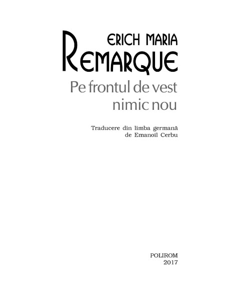 Pe frontul de vest nimic nou
