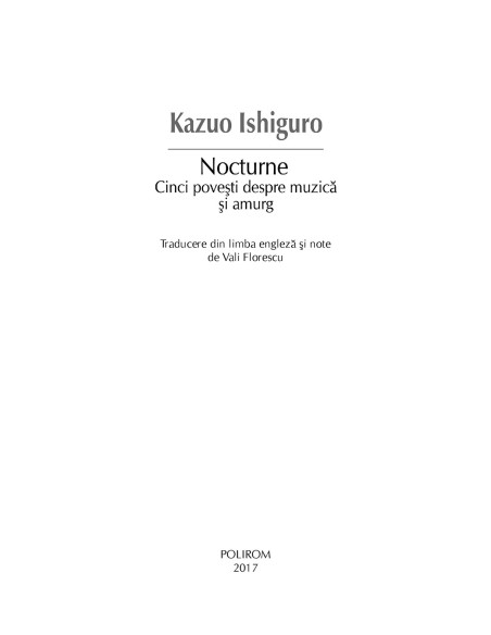 Nocturne. Cinci poveşti despre muzică şi amurg