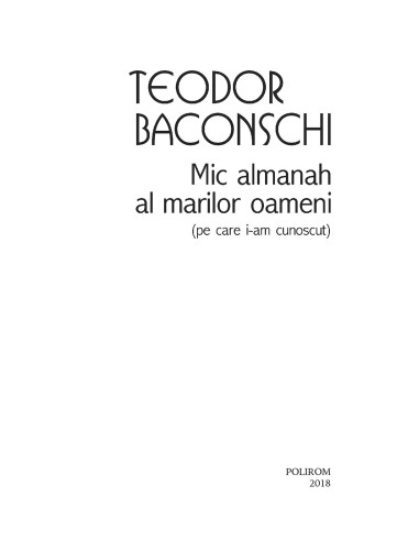 Mic almanah al marilor oameni (pe...