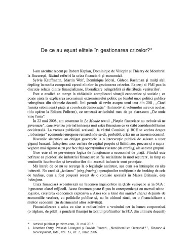 Băncile centrale, criza şi postcriza Băncile centrale, criza şi postcriza
