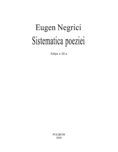 Sistematica poeziei Sistematica poeziei