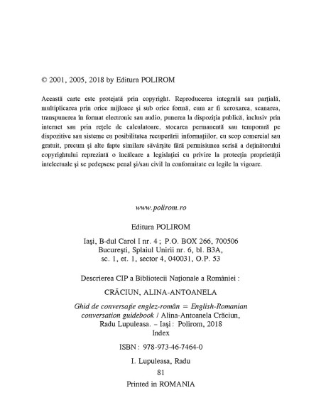 Ghid de conversație englez-român (ediția 2018)
