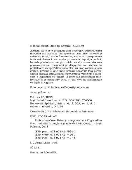 Prăbuşirea Casei Usher şi alte povestiri