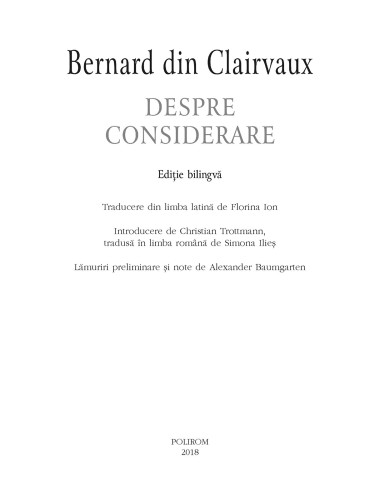 Despre considerare (ediţie bilingvă) Despre considerare (ediţie bilingvă)
