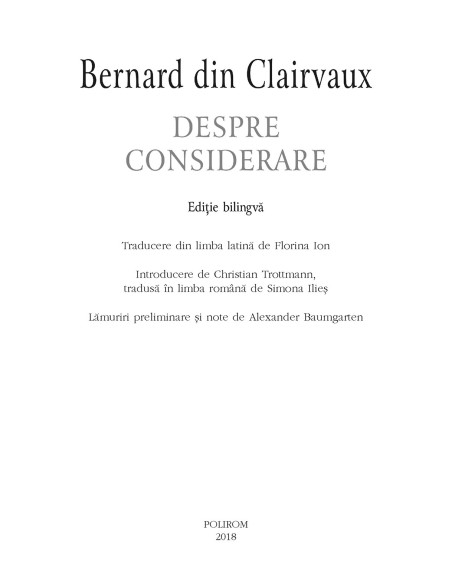 Despre considerare (ediţie bilingvă)