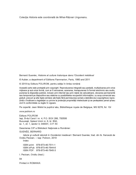 Istorie şi cultură istorică în Occidentul medieval