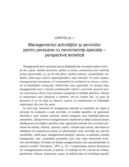 Managementul instituţiilor şi serviciilor pentru persoane cu cerinţe speciale