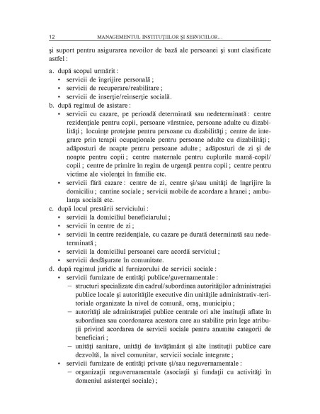 Managementul instituţiilor şi serviciilor pentru persoane cu cerinţe speciale