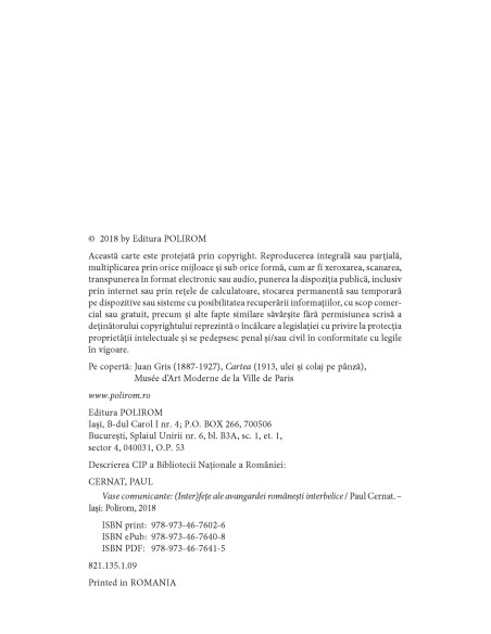 Vase comunicante. (Inter)feţe ale avangardei româneşti interbelice