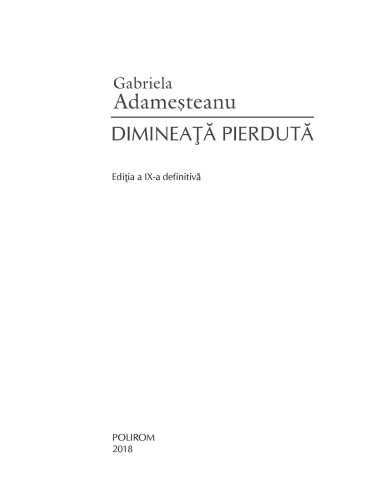 Dimineaţă pierdută Dimineaţă pierdută