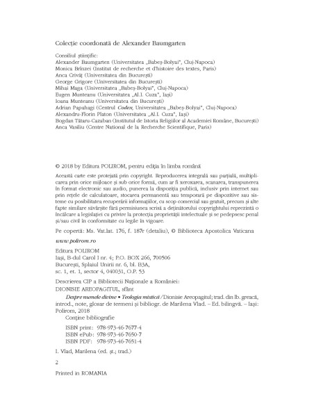 Despre numele divine. Teologia mistică