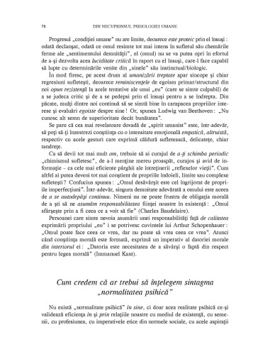 Din necuprinsul psihologiei umane