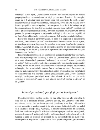 Din necuprinsul psihologiei umane