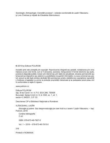 Educaţie şi putere (vol. I)