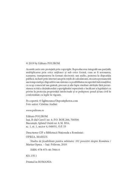 Studiu de fezabilitate pentru mîntuire. 101 povestiri despre România