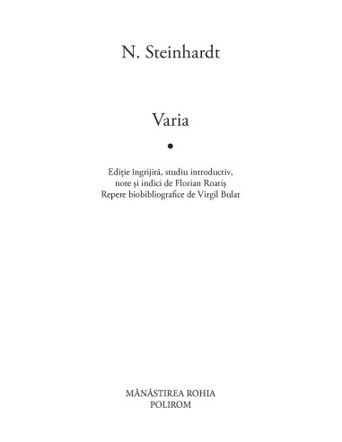 Varia (vol. I)