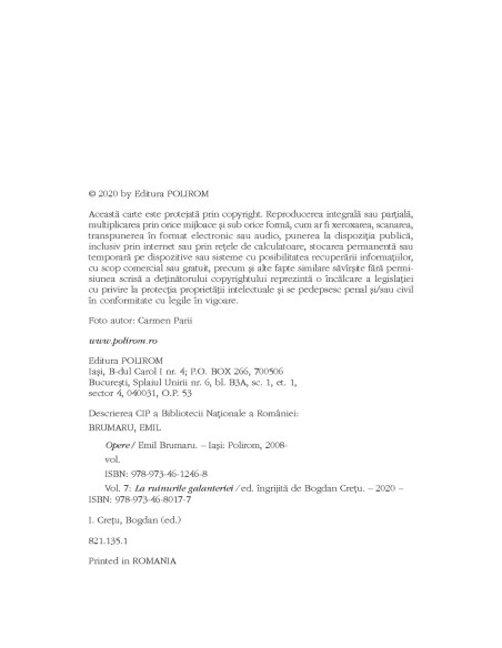 Opere VII. La ruinurile galanteriei