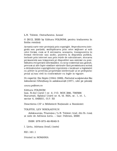 Adolescenţa. Tinereţea