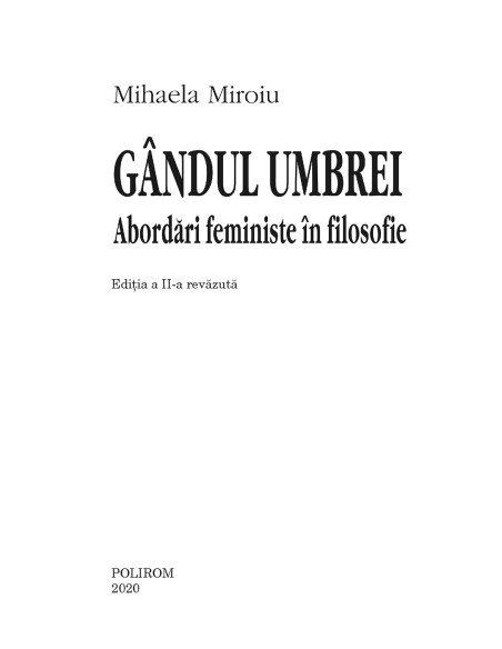 Gândul umbrei. Abordări feministe în filosofie