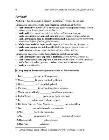 Limba germană. Exerciții de gramatică și vocabular