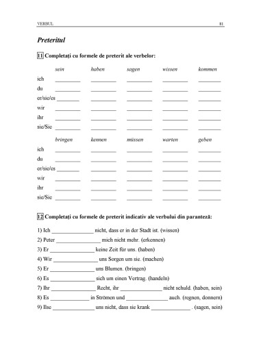 Limba germană. Exerciții de gramatică...